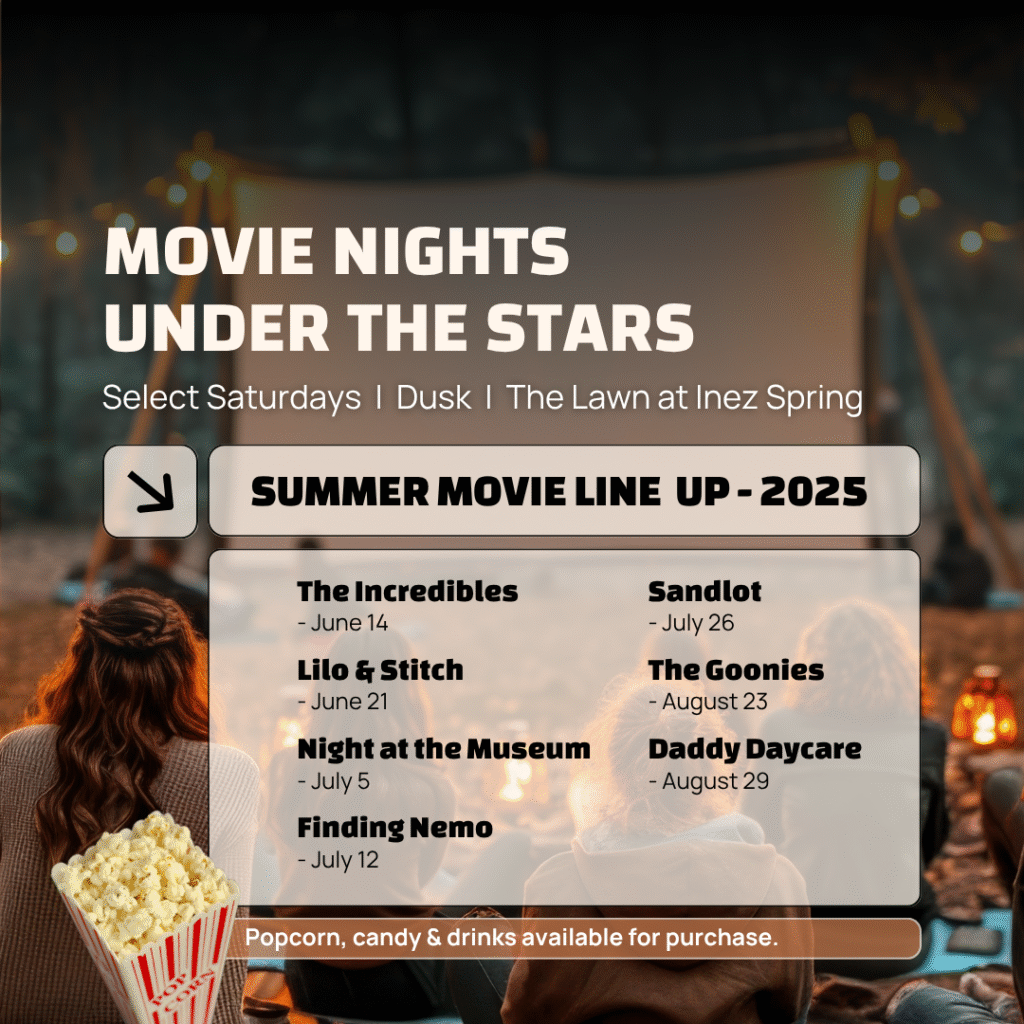 Summer Movie Lineup 2025 at Inez Spring Riverfront RV Park
