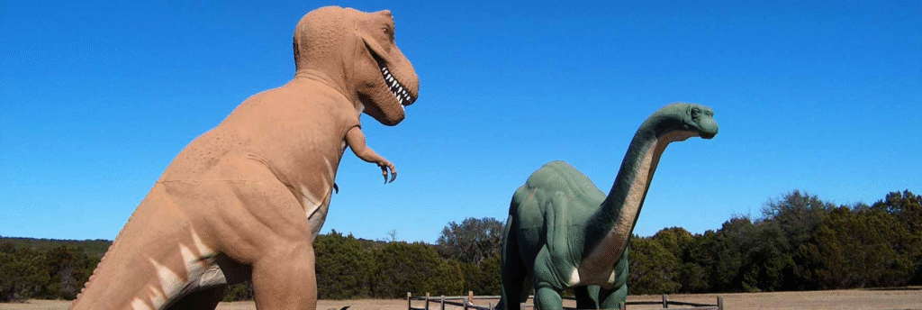 Family at track site — Glen Rose dinosaur park