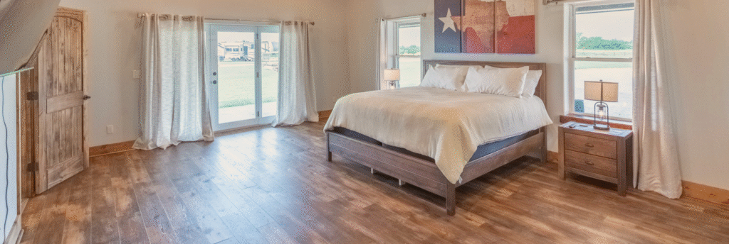 Primary suite — barndominium lodging Eastland TX