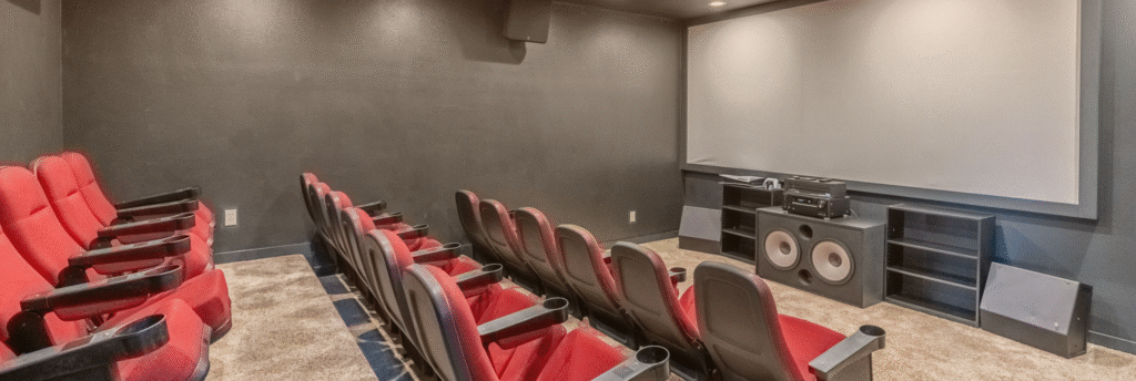 Media room — Texas barndominium Airbnb for groups