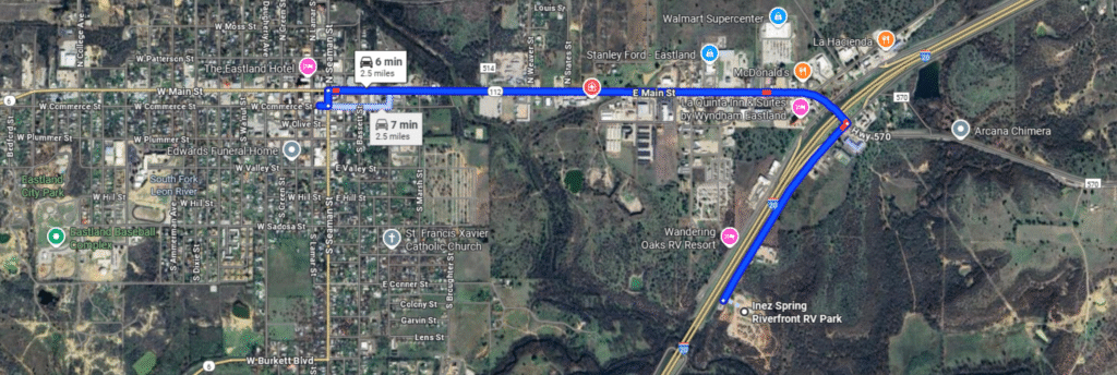 Inez Spring riverfront RV sites near RipFest Eastland 2025