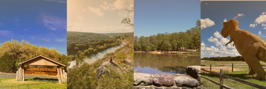 Central Texas showing RV parks, lakes, and state parks