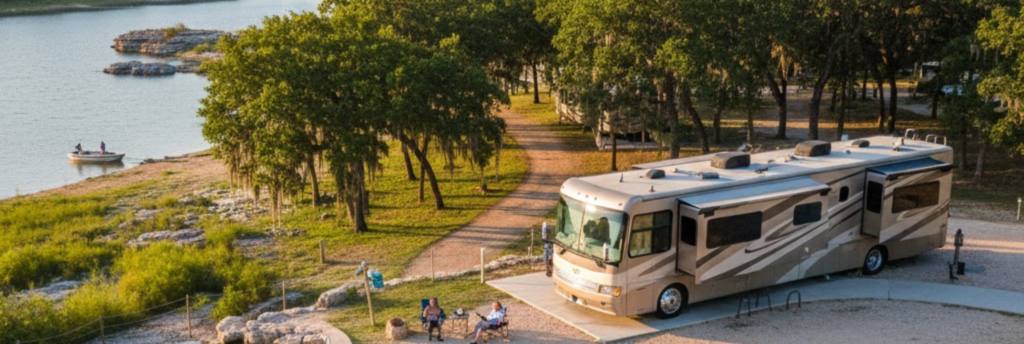 Leon River kayaking and fishing access at Inez Spring Riverfront RV Park