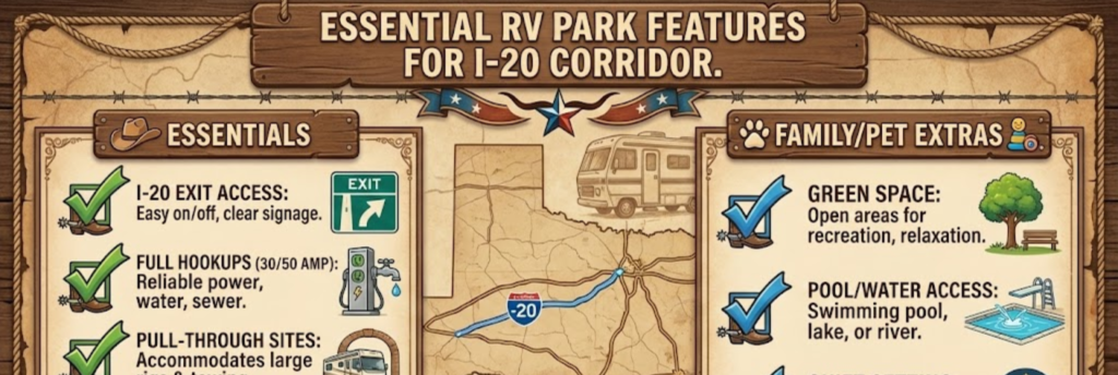 "What to look for in RV parks between Dallas and Abilene: essential features and family-friendly amenities"