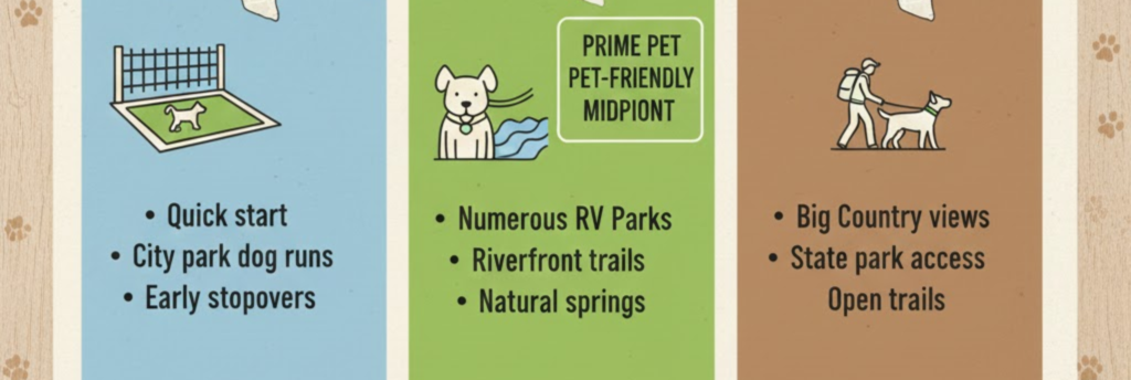 "Best pet friendly RV parks I-20 Texas by segment: DFW-Weatherford, Weatherford-Eastland, Eastland-Abilene"