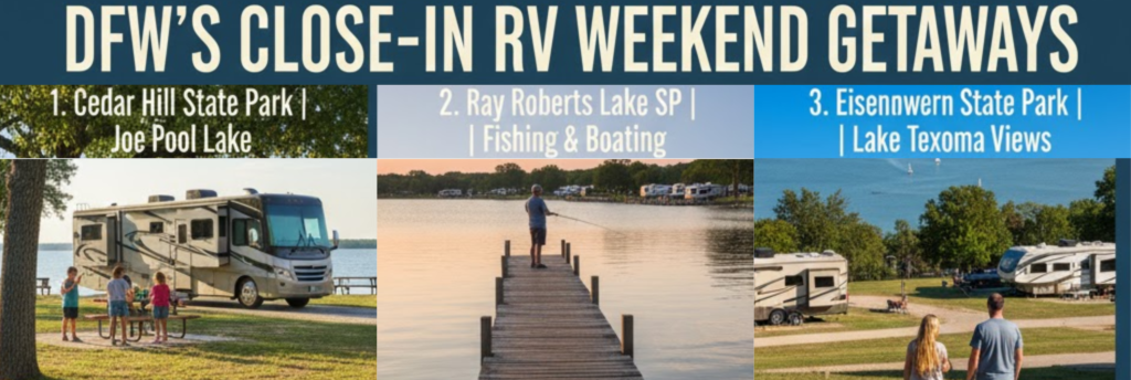 "Best weekend RV camping near Dallas within 1 hour: Cedar Hill, Ray Roberts, Eisenhower State Parks"