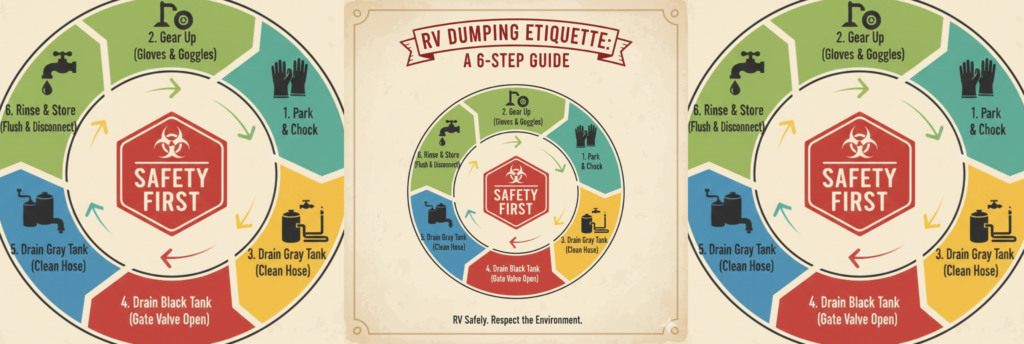 "Step-by-step guide to safely using an RV dump station on I-20 Texas highways"